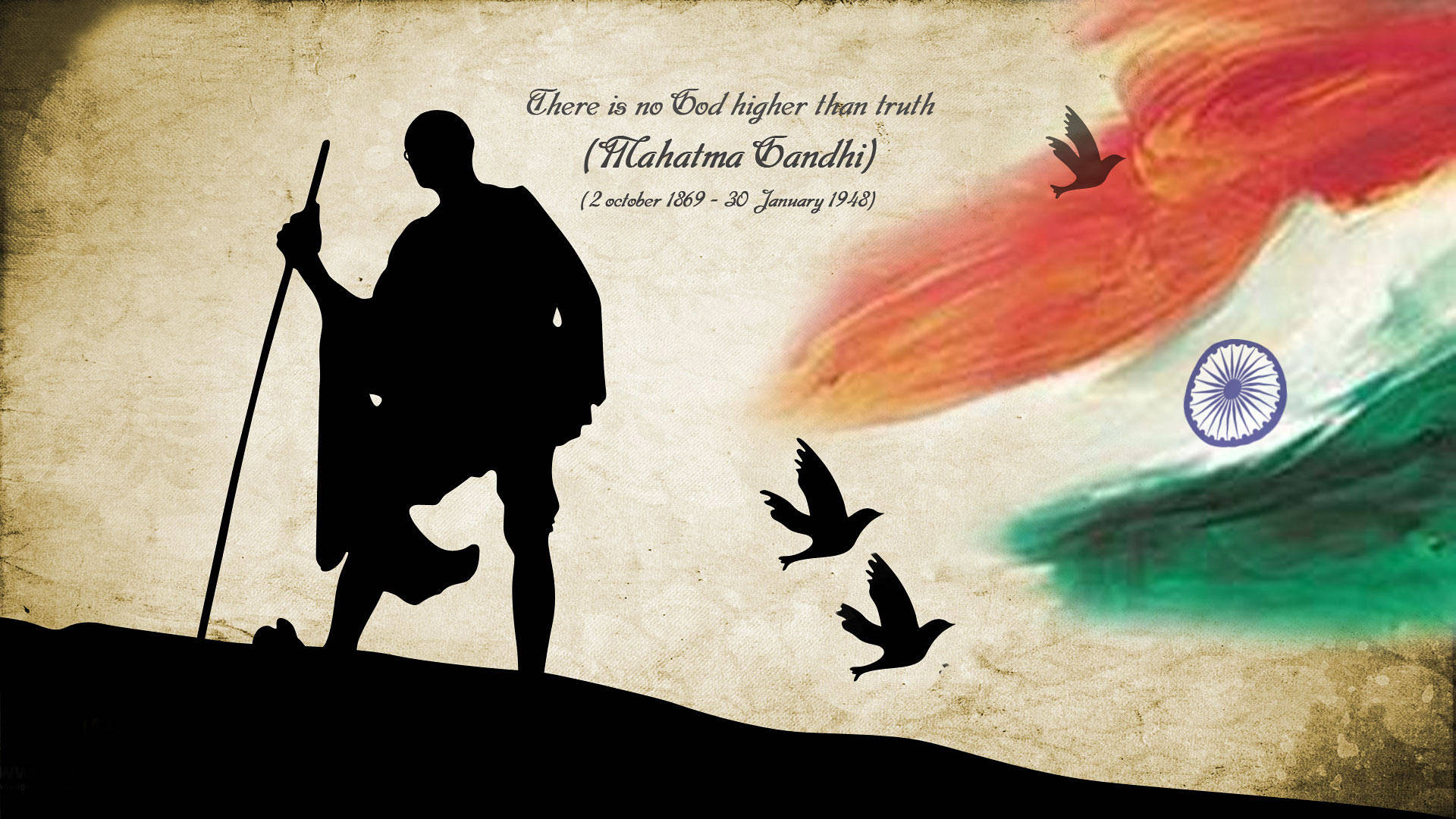 Mahatma Gandhi with Colours of Indian Flag Wallpaper