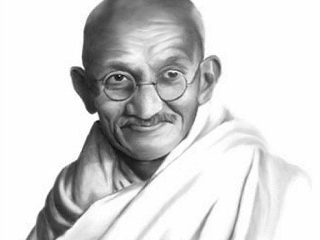 Mahatma Gandhi Greyscale Portrait Wallpaper