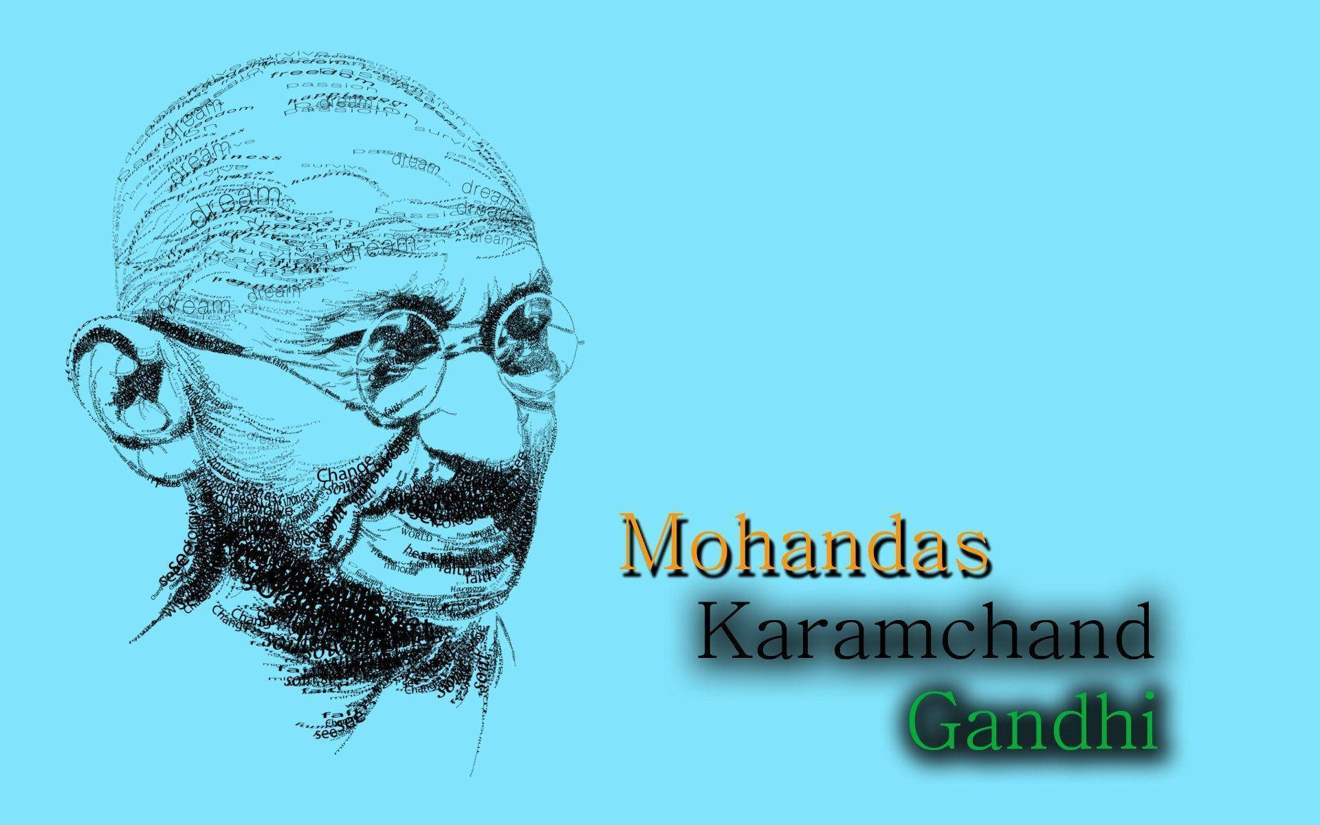 Mahatma Gandhi Monochrome Portrait Wallpaper