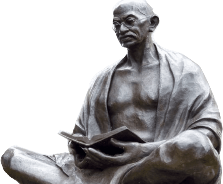 Mahatma Gandhi Statue Reading Book PNG
