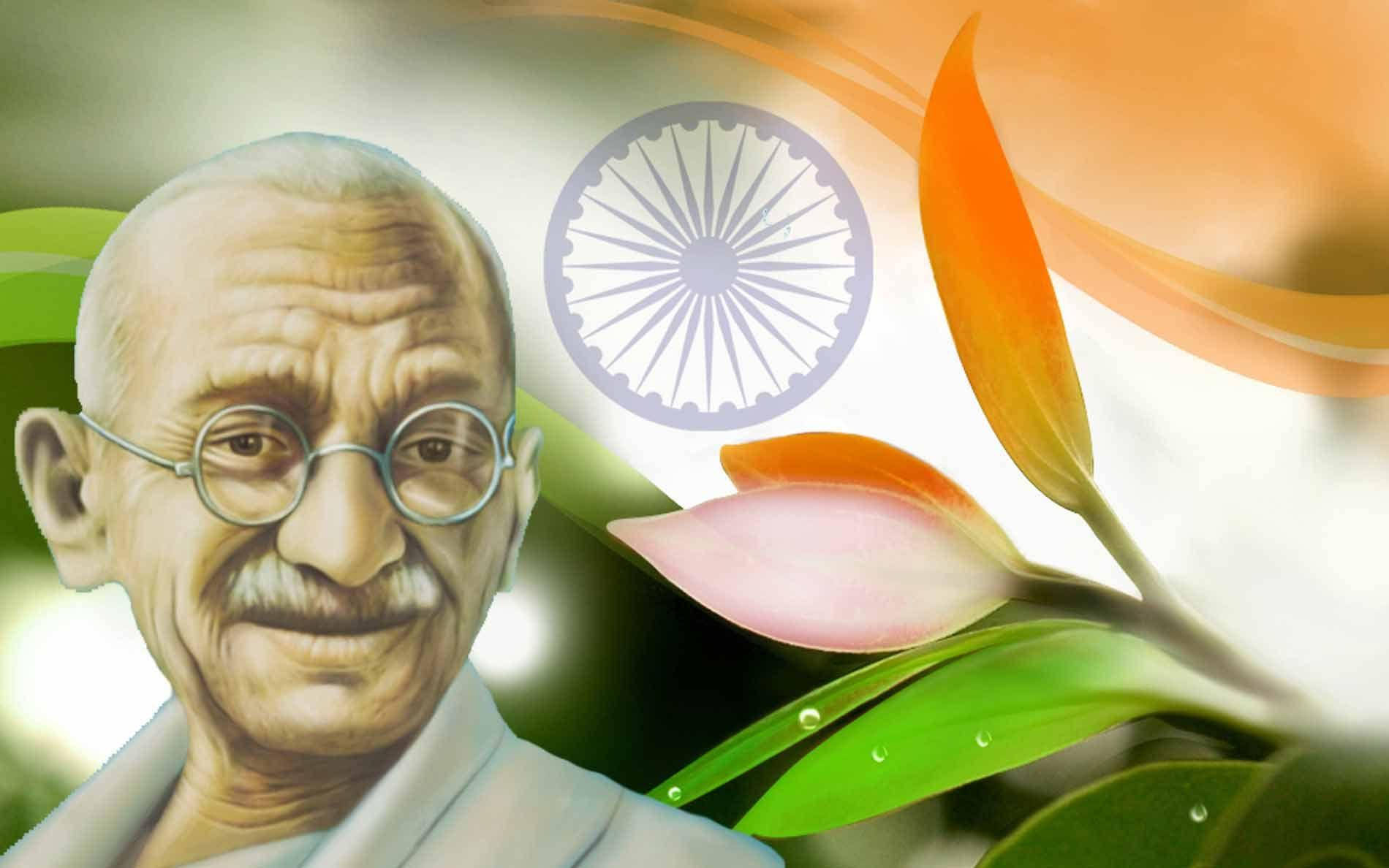 Mahatma Gandhi With Flower
