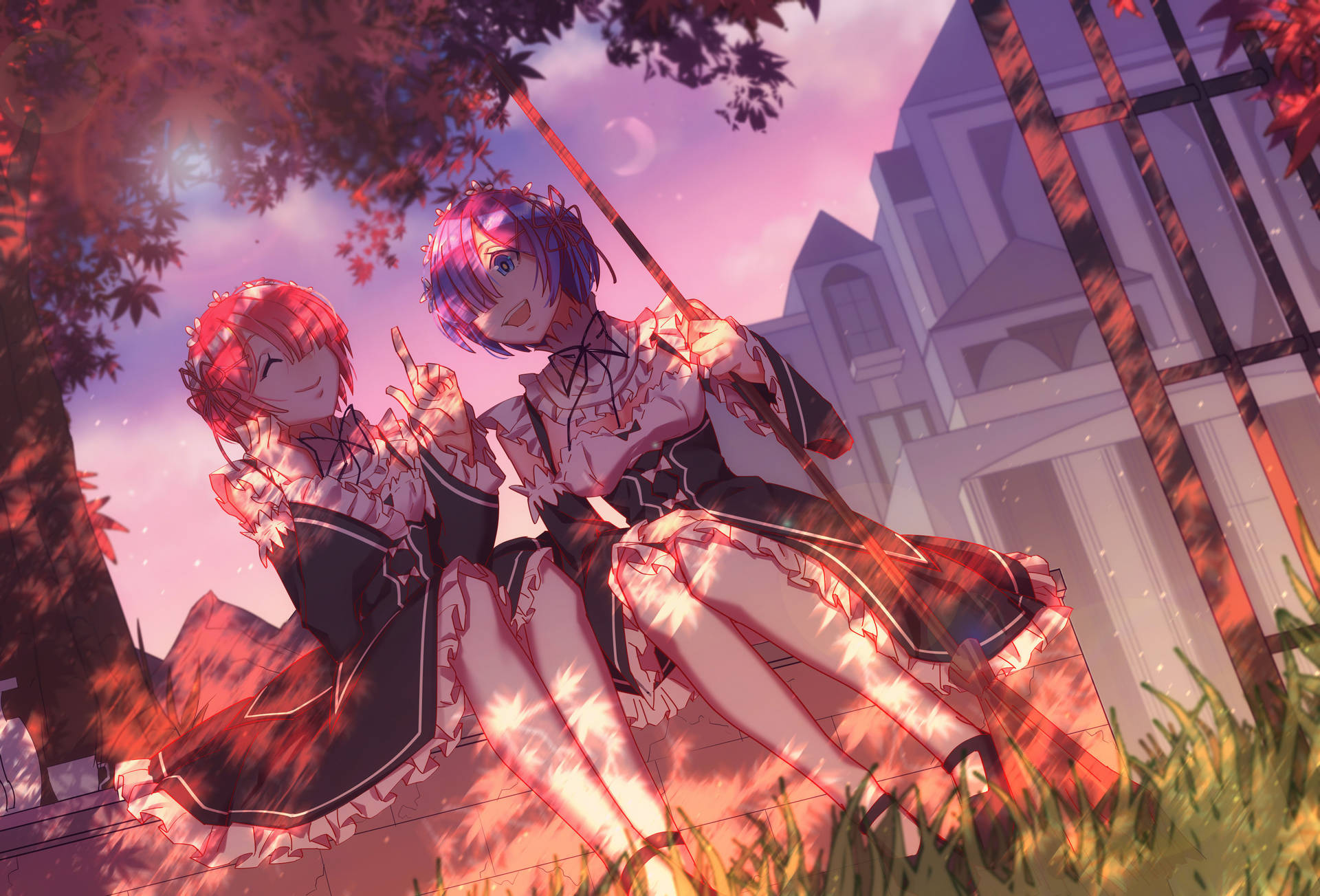 Rem & Ram, the charming twin maids from Re Zero Wallpaper