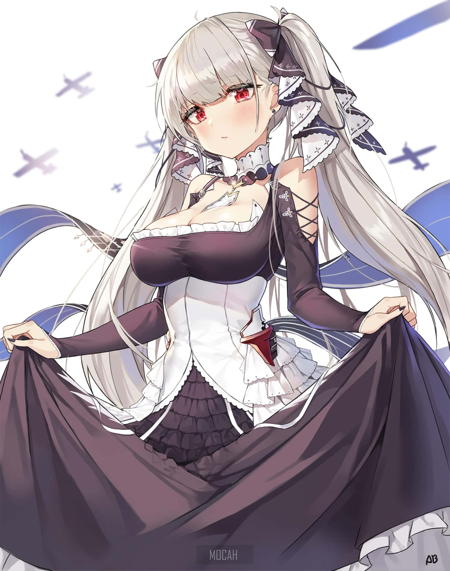 Maid With Silver Hairand Red Eyes Wallpaper