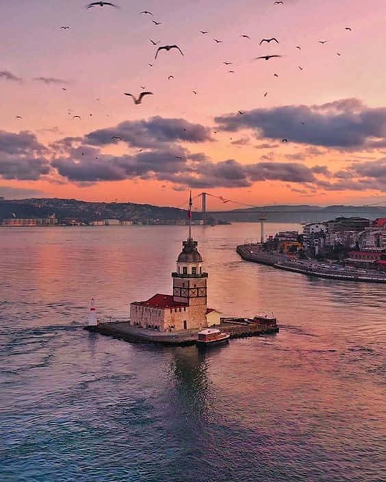 Maiden Tower Istanbul Sunset Wallpaper