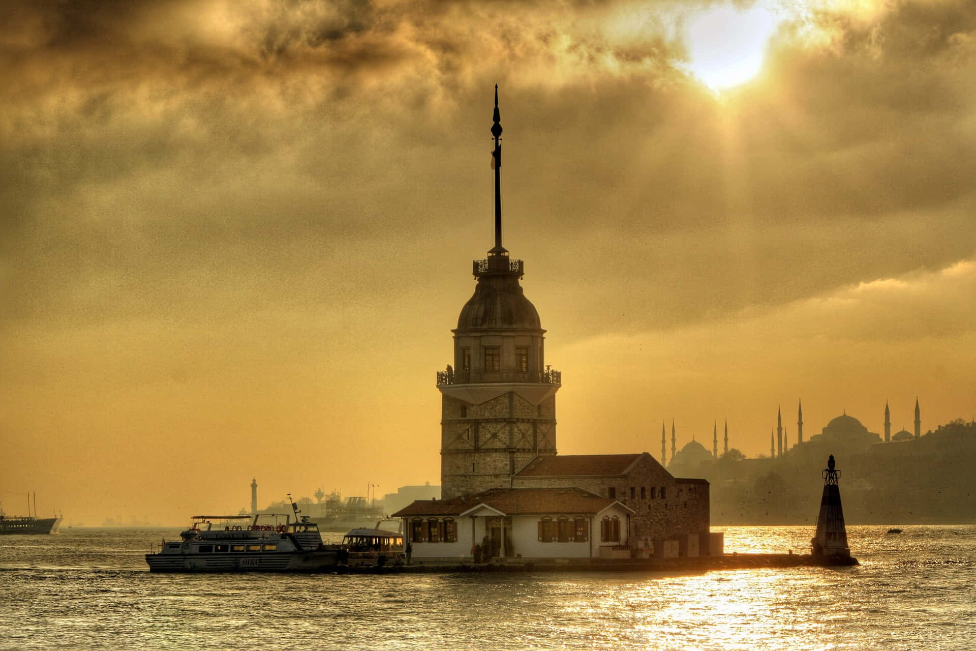 Maiden Tower Istanbul Sunset Wallpaper