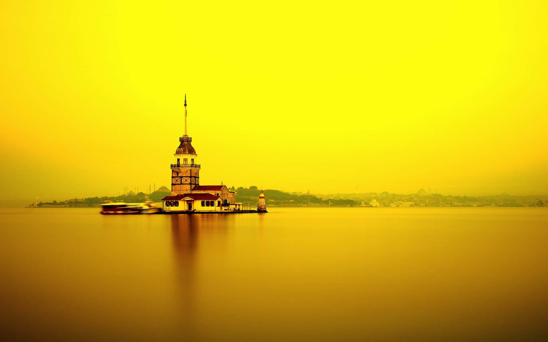 Maiden Tower Istanbul Sunset Silhouette Wallpaper