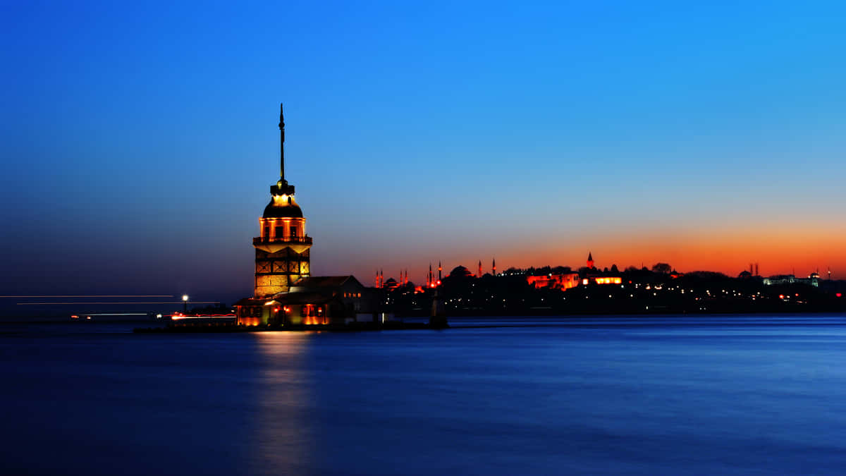 Maiden Tower Istanbul Sunset Silhouette Wallpaper