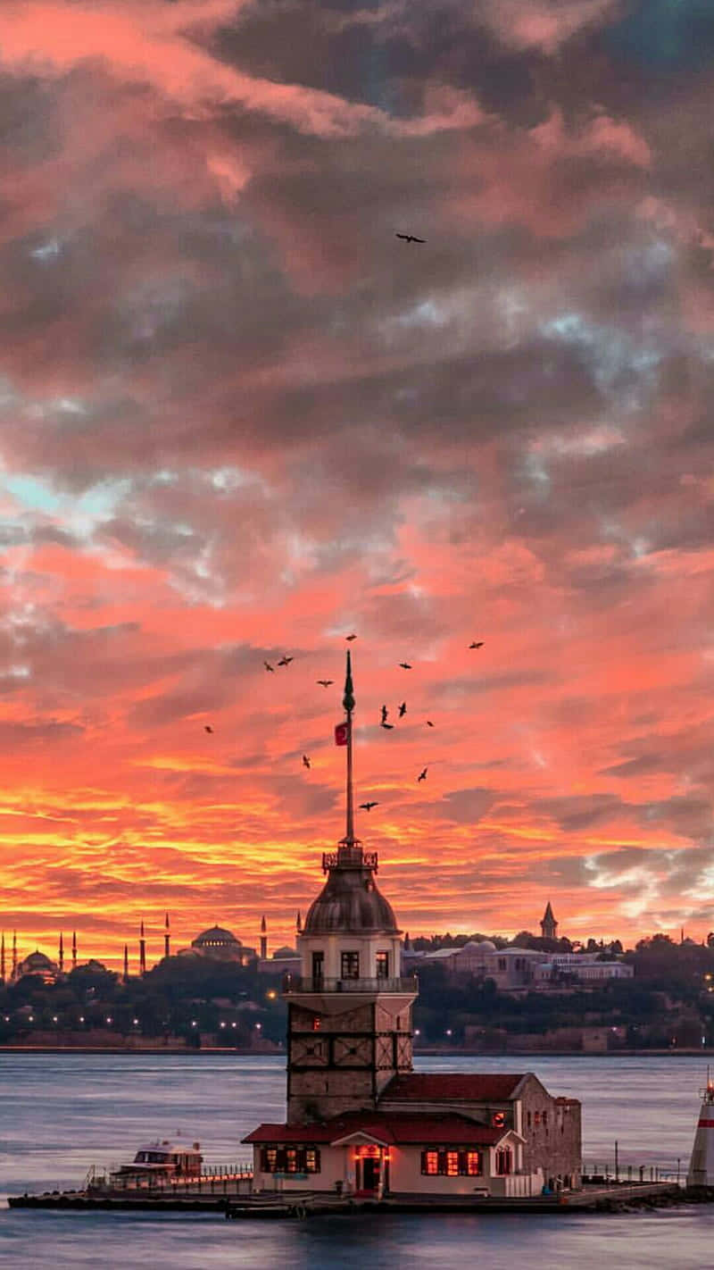 Maiden Tower Istanbul Sunset Wallpaper
