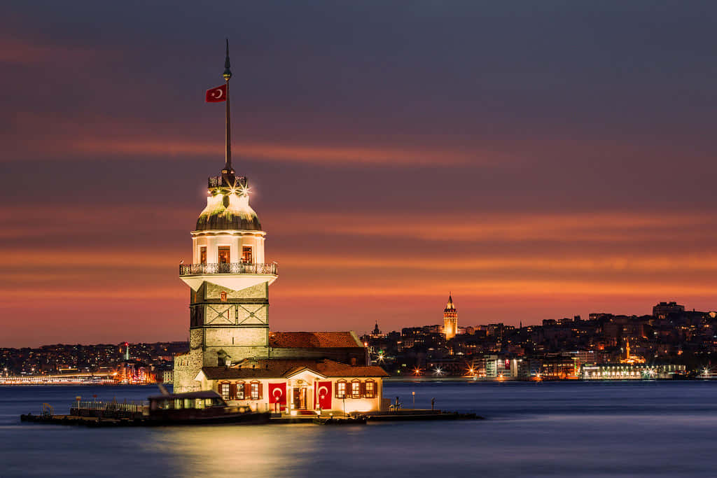 Maiden Tower Istanbul Twilight Wallpaper