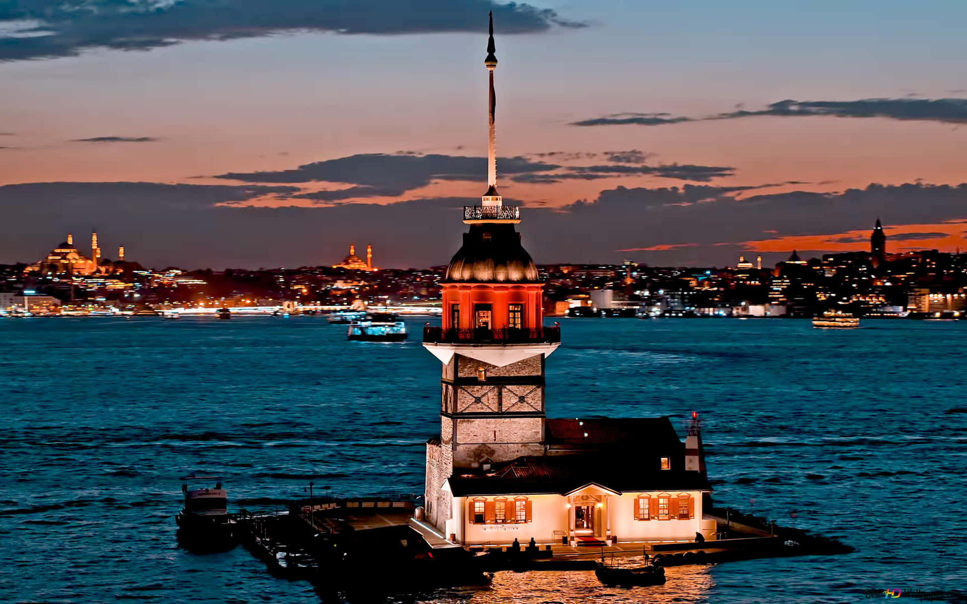 Maiden Tower Istanbul Twilight Wallpaper
