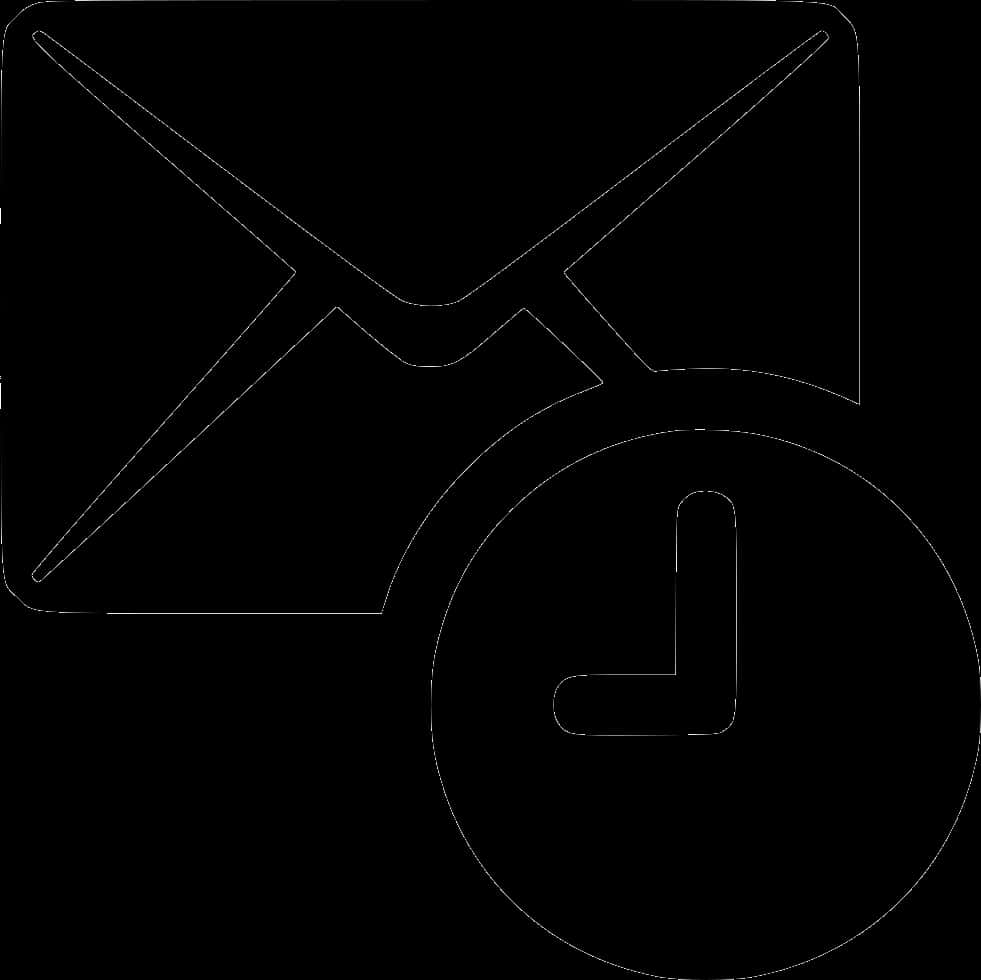 Mail Time Icon Black Outline PNG