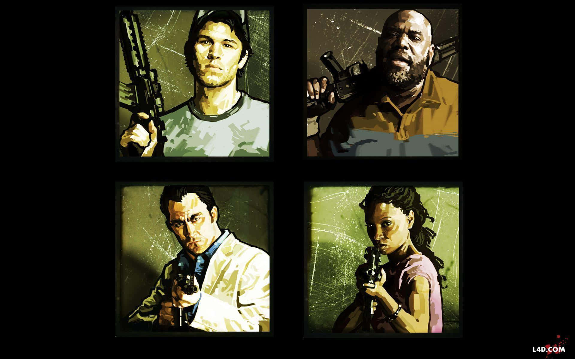 "main Characters Collage From Left 4 Dead 2" Wallpaper