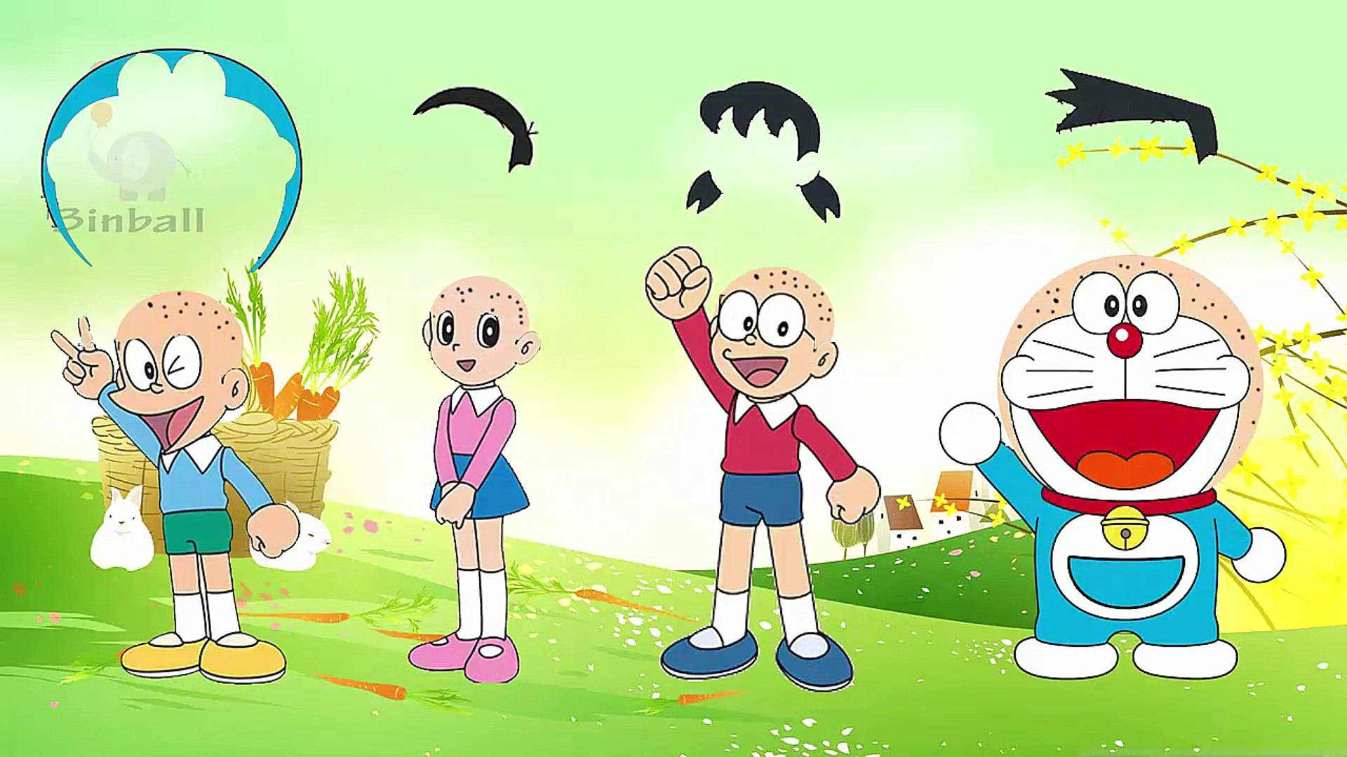Hovedpersonerne i Doraemon. Wallpaper