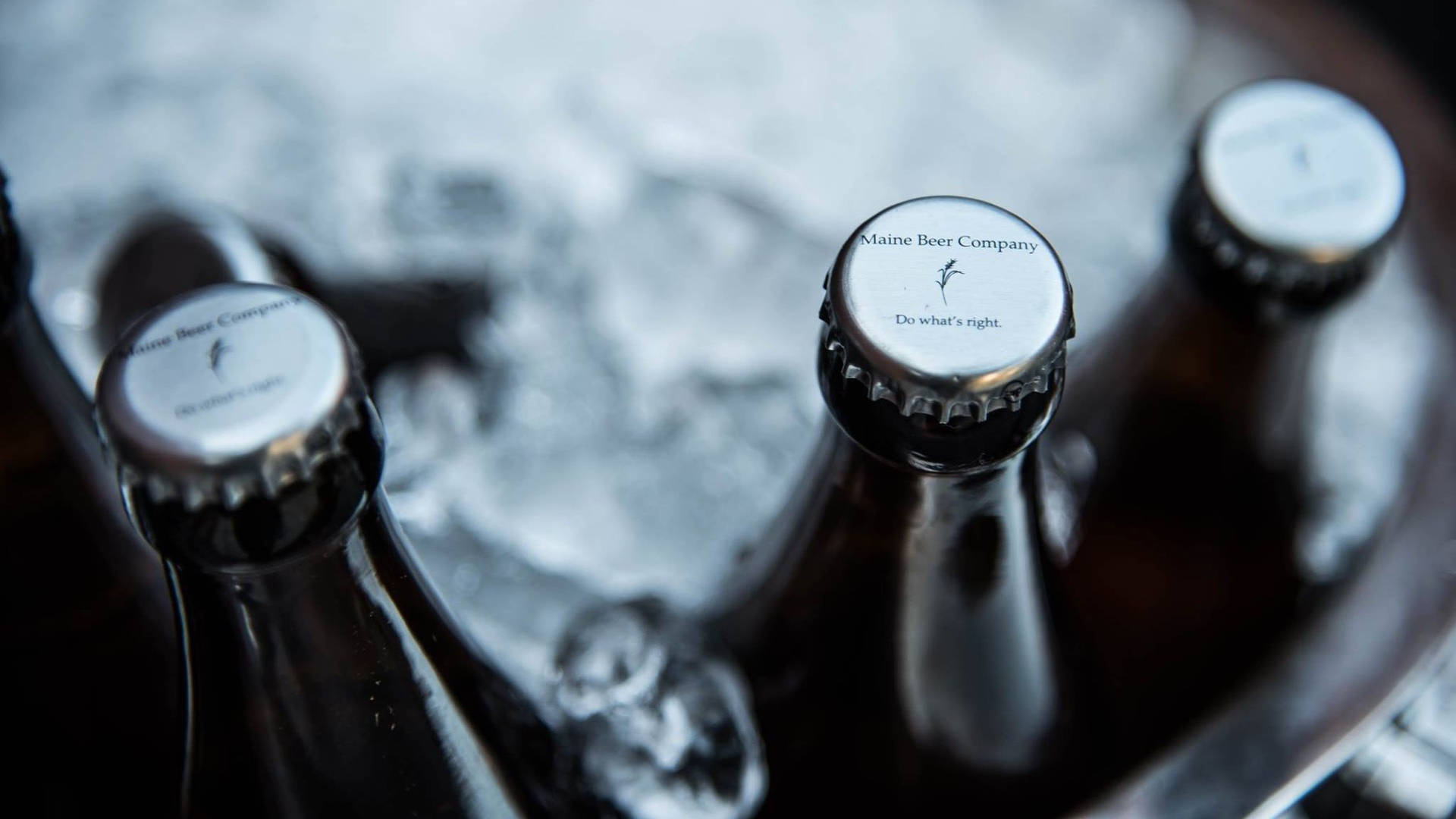 Capsde Garrafas Da Maine Beer Company Em Um Balde De Gelo. Papel de Parede