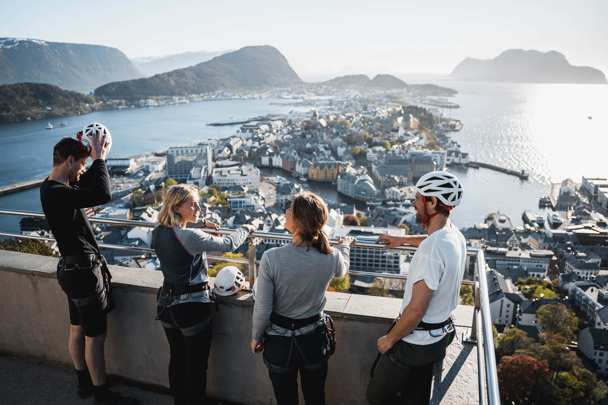 Majestic Ålesund Cityscape On Summer Sunset Wallpaper