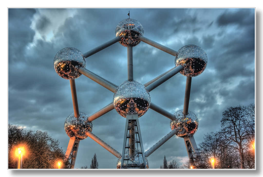 Majestic Atomium Structure In Brussels Wallpaper
