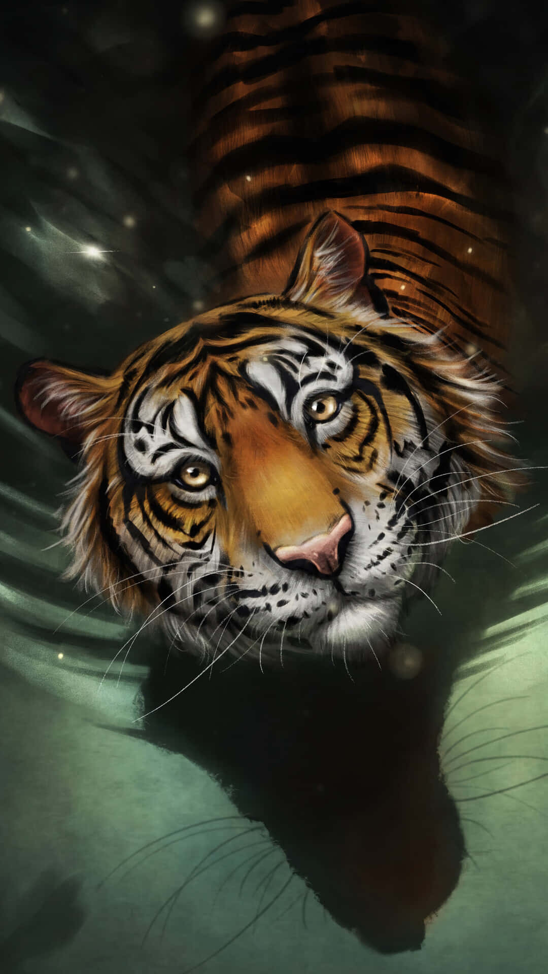 Majestic Bengal Tiger Swimming Wallpaper