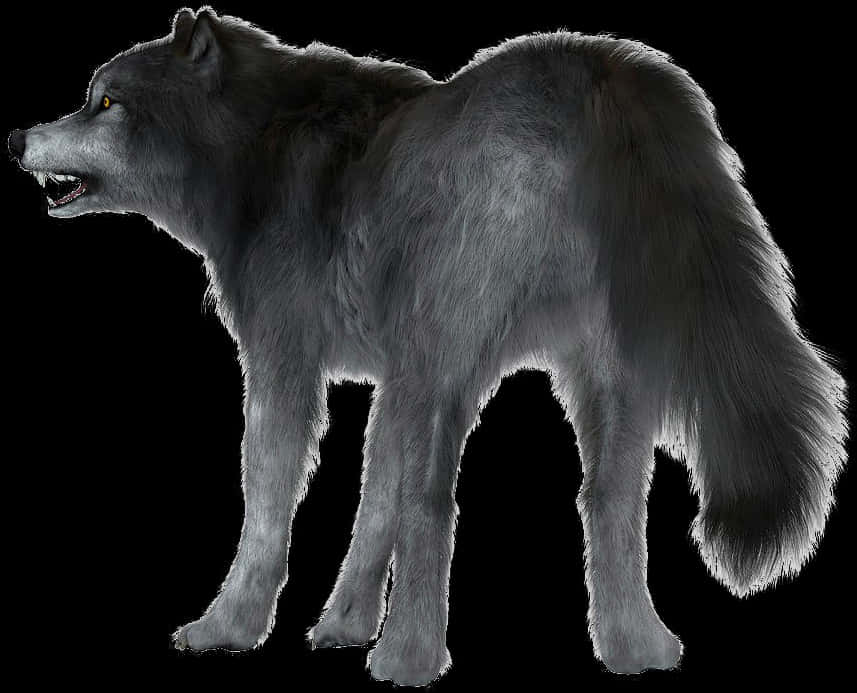 Majestic Black Wolf Profile PNG