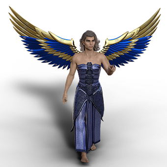 Majestic Blue Angel Warrior PNG