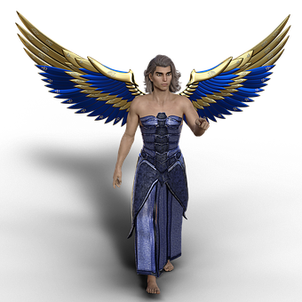 Majestic Blue Winged Angel PNG