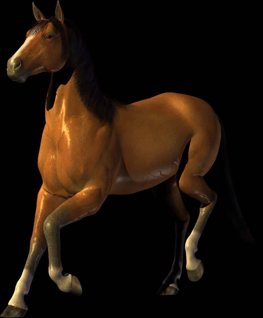 Majestic Brown Horse Black Background PNG