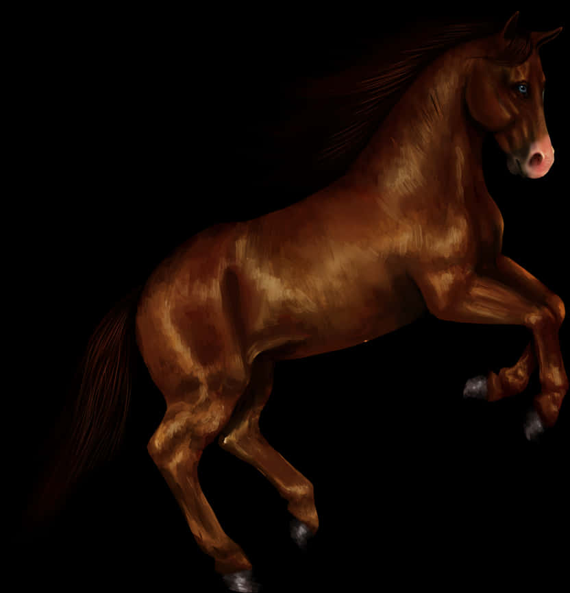 Majestic Brown Horsein Motion PNG