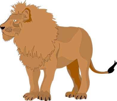 Majestic Brown Lion Illustration PNG