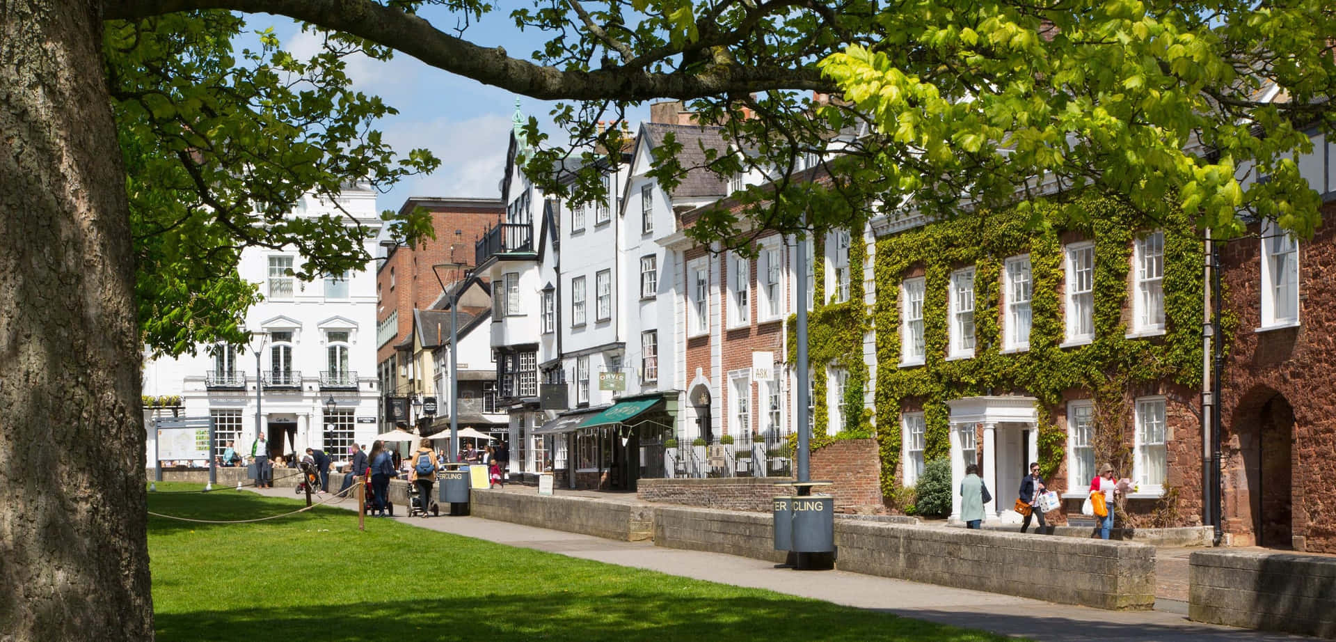 Majestueuze Kathedraal Van Exeter Tijdens Zonsondergang Achtergrond