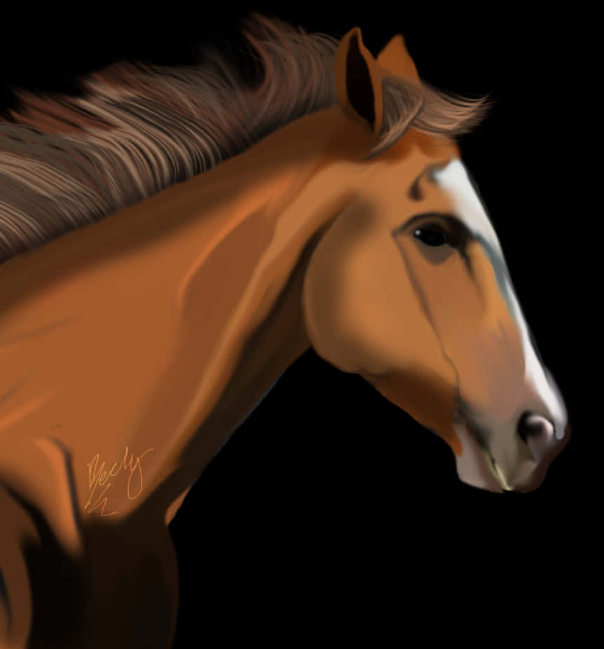 Majestic Chestnut Horse Portrait PNG
