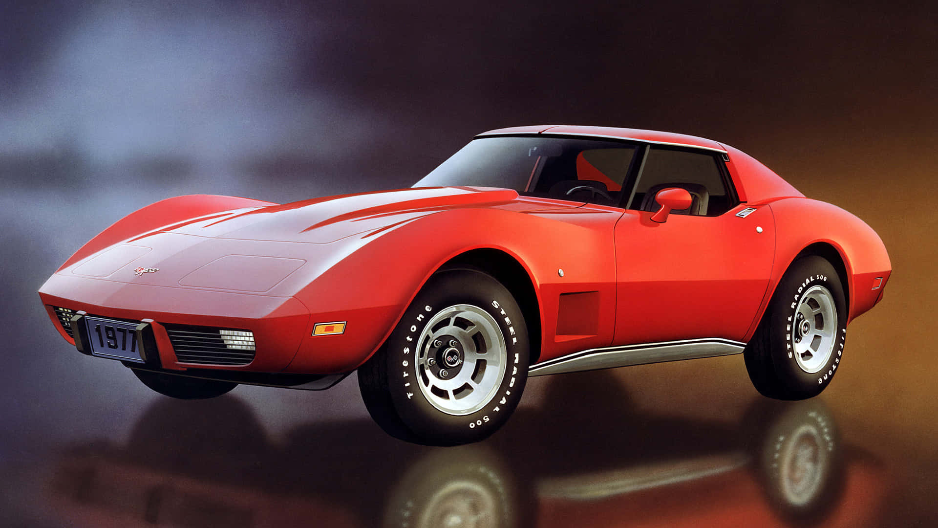 Majestic Chevrolet Corvette C3 In Classic Red With A Scenic Background Wallpaper