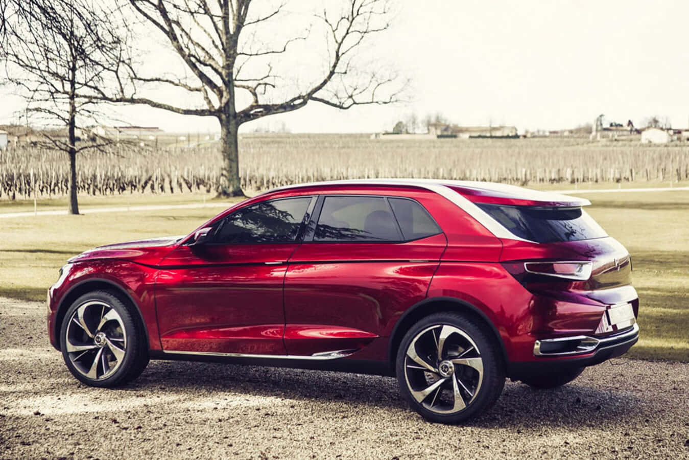 Majestic Citroen Ds Wild Rubis Gleaming Under The Twilight Sky. Wallpaper