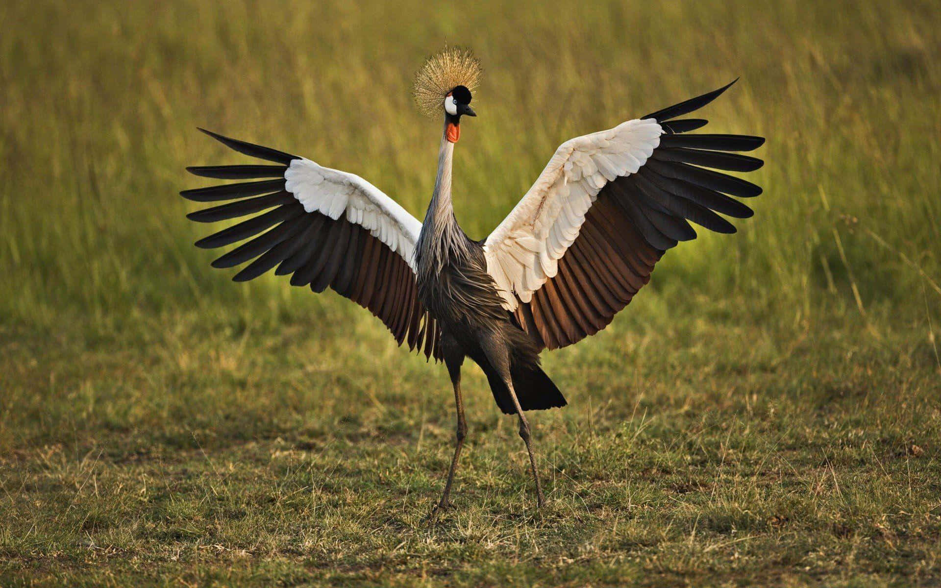 Majestic Crane Spreading Wings Wallpaper