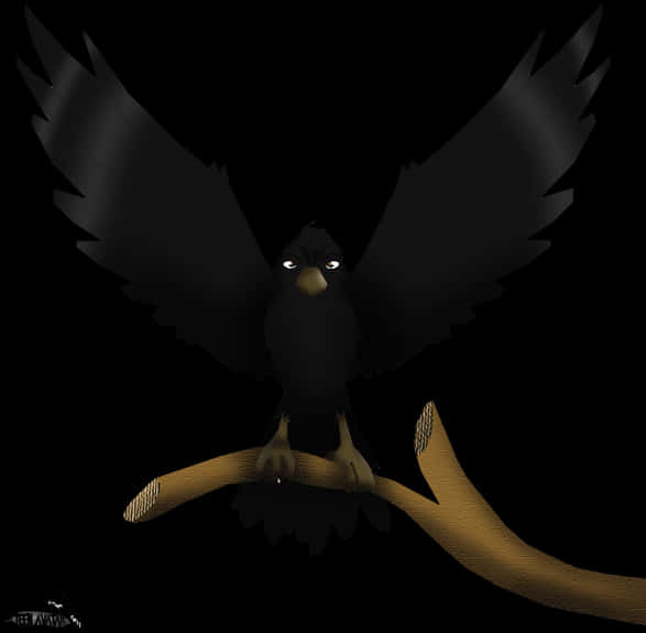 Majestic Crow Spread Wings PNG