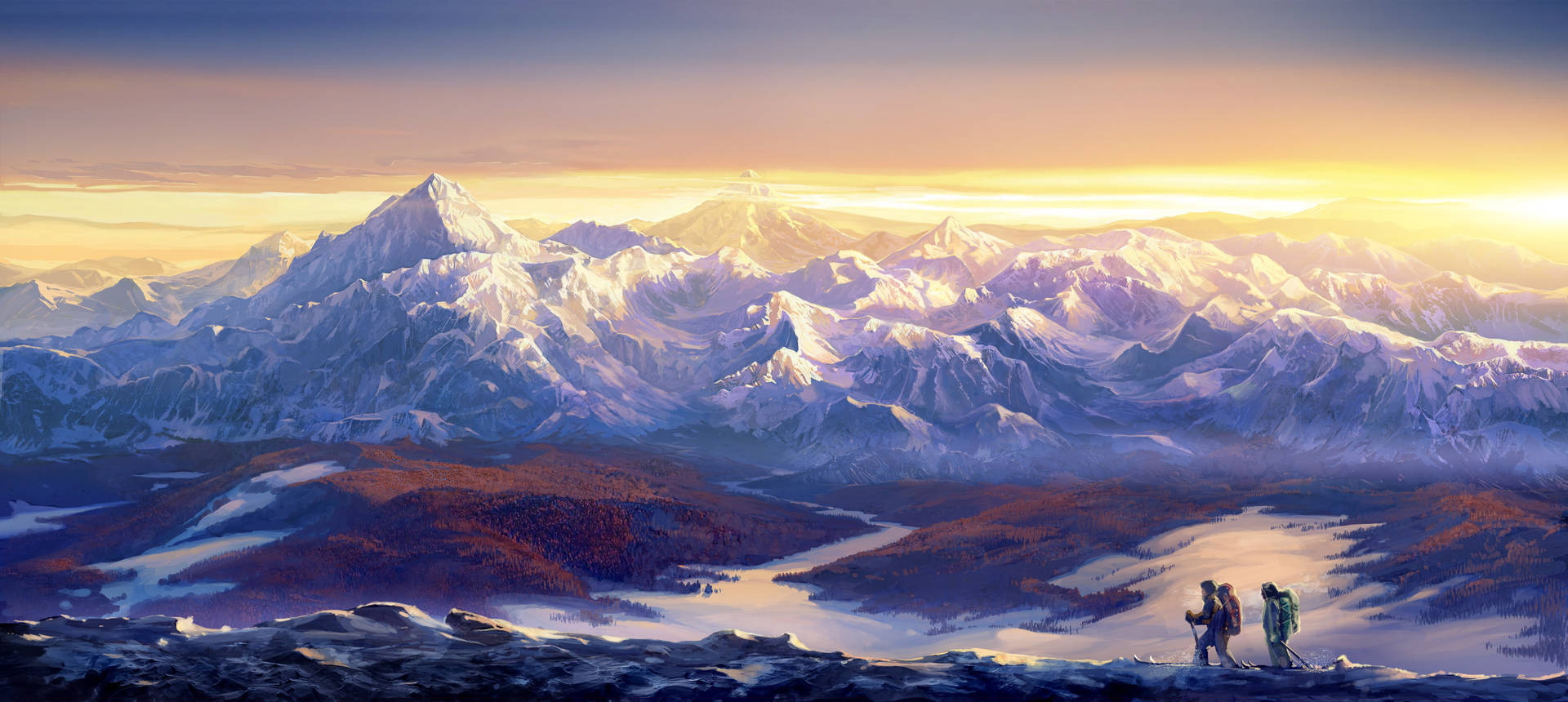 Majestic Dawn: The Hiker's Solitude Wallpaper