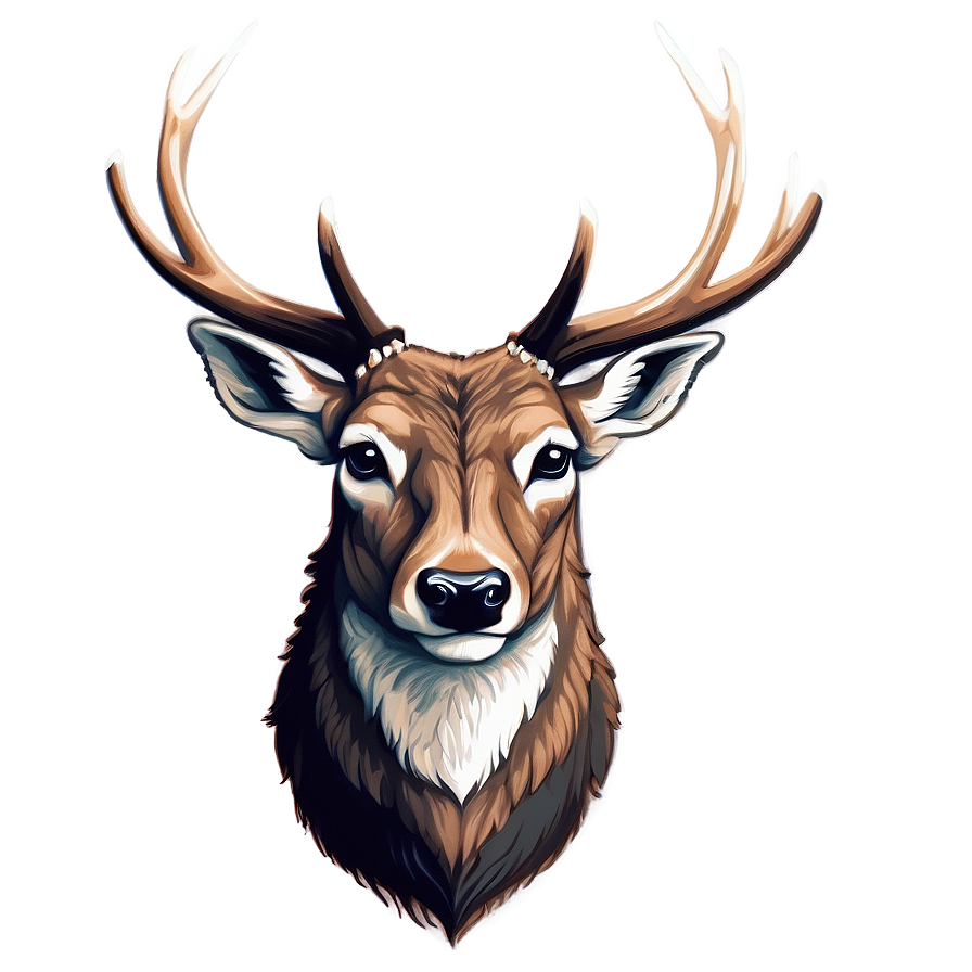 Majestic Deer Head Illustration Png Two36 PNG