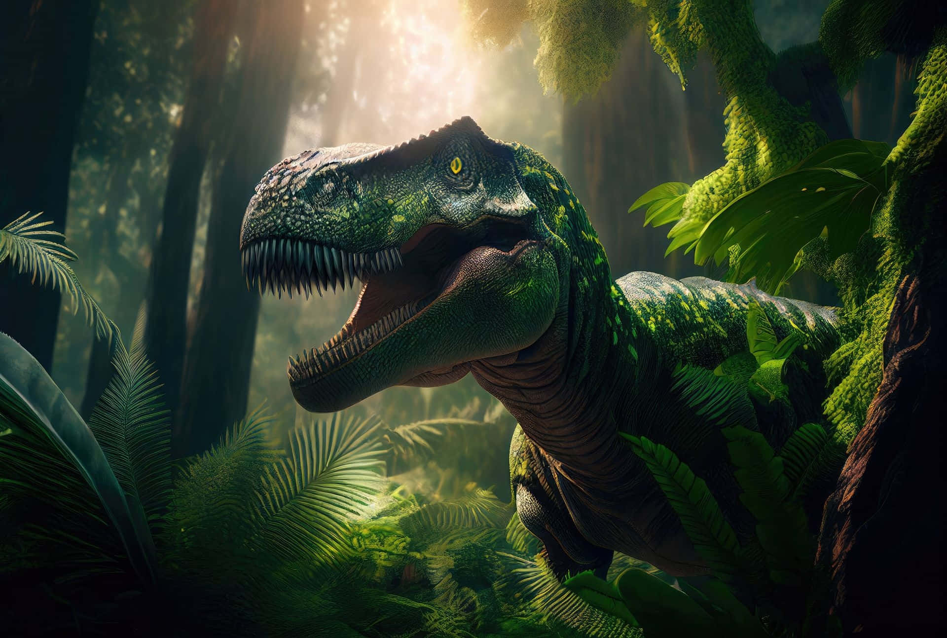 Majestic_ Dinosaur_in_ Forest Wallpaper