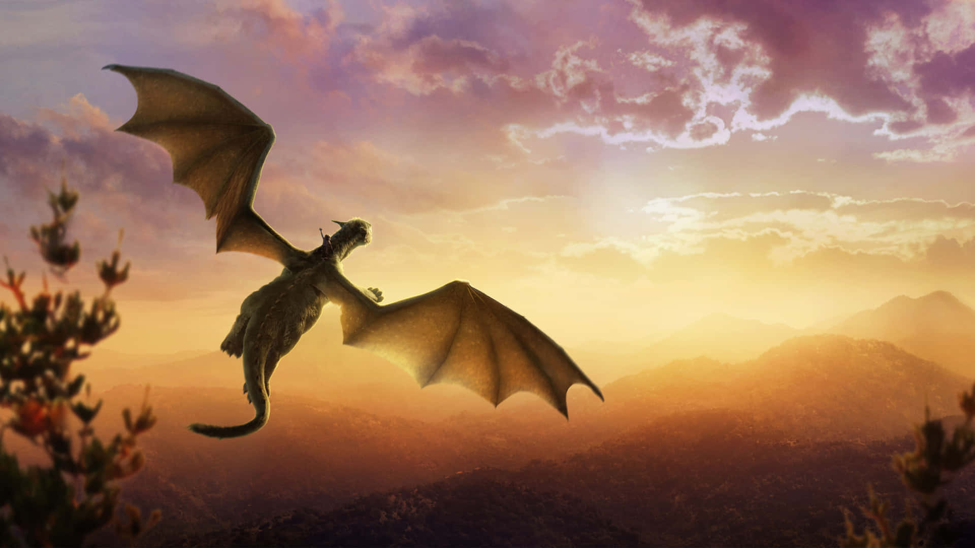 Majestic_ Dragon_ Flight_at_ Sunset Wallpaper