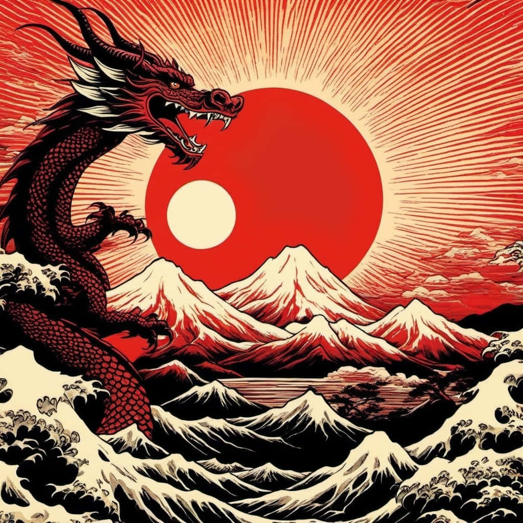 Majestic Dragon Over Mountain Sunrise Wallpaper