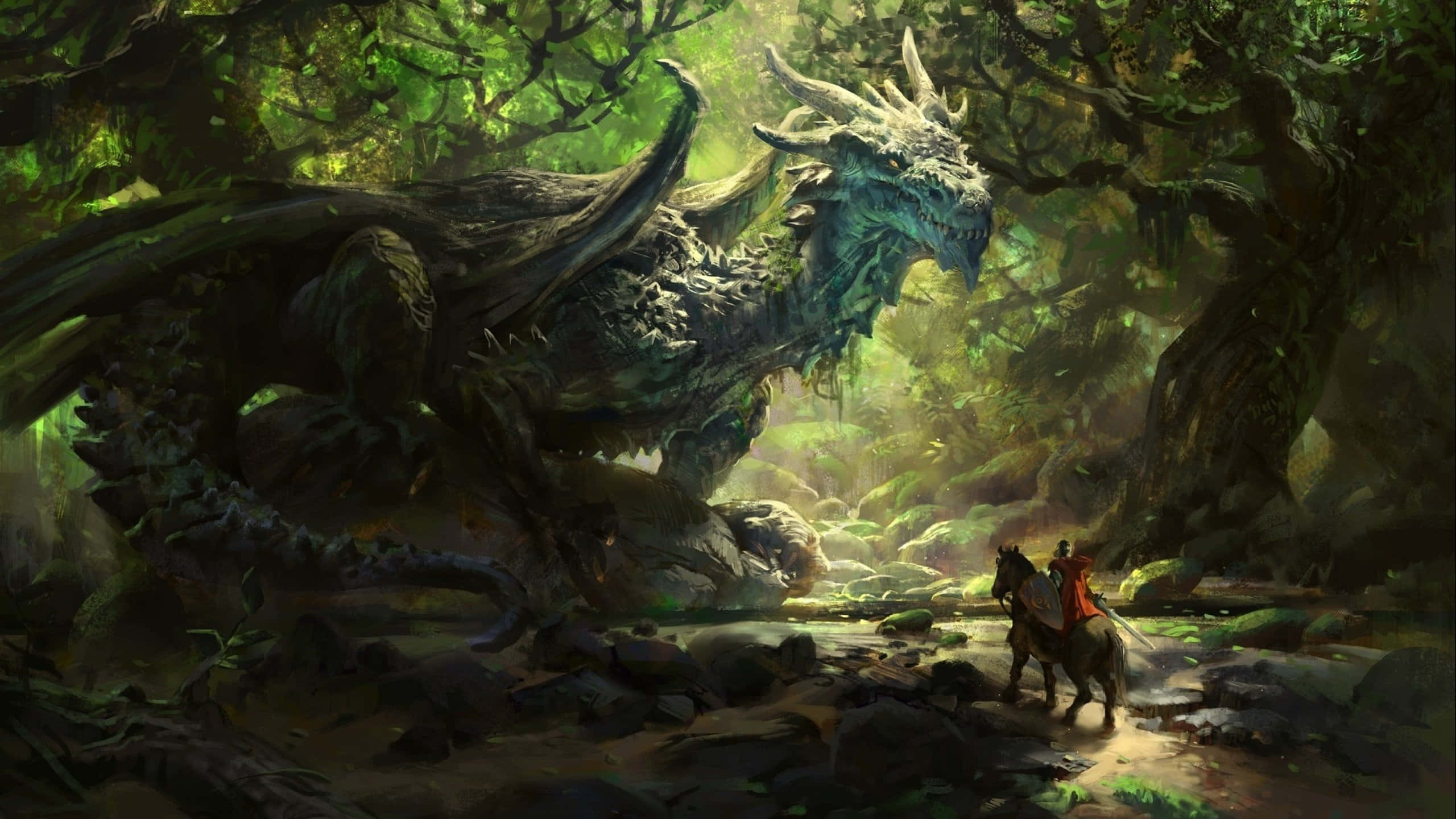 Majestic Dragon Overlooking A Fantasy Landscape Wallpaper