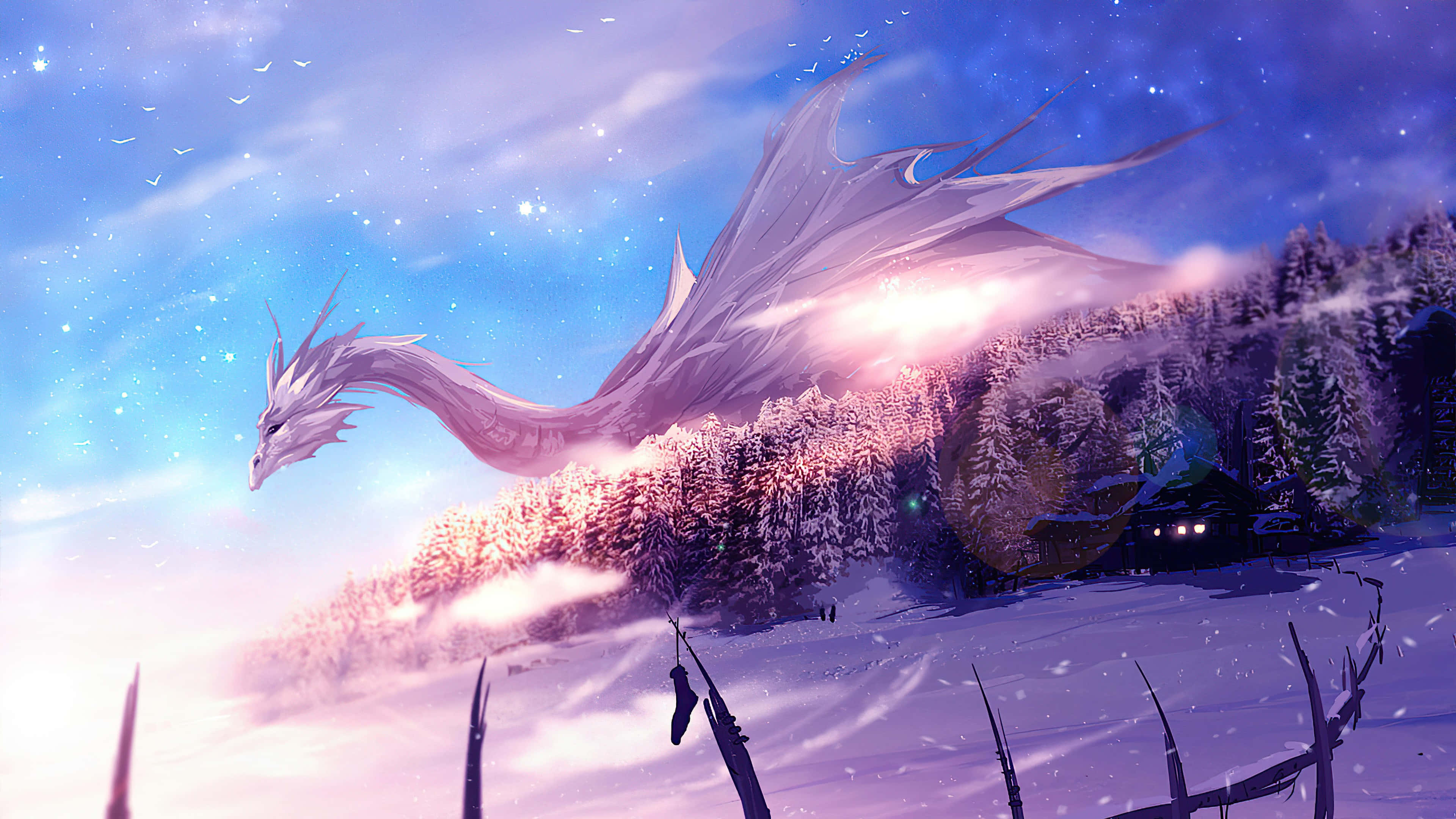 Majestic Dragon Unleashing Fire In A Fantasy World Wallpaper