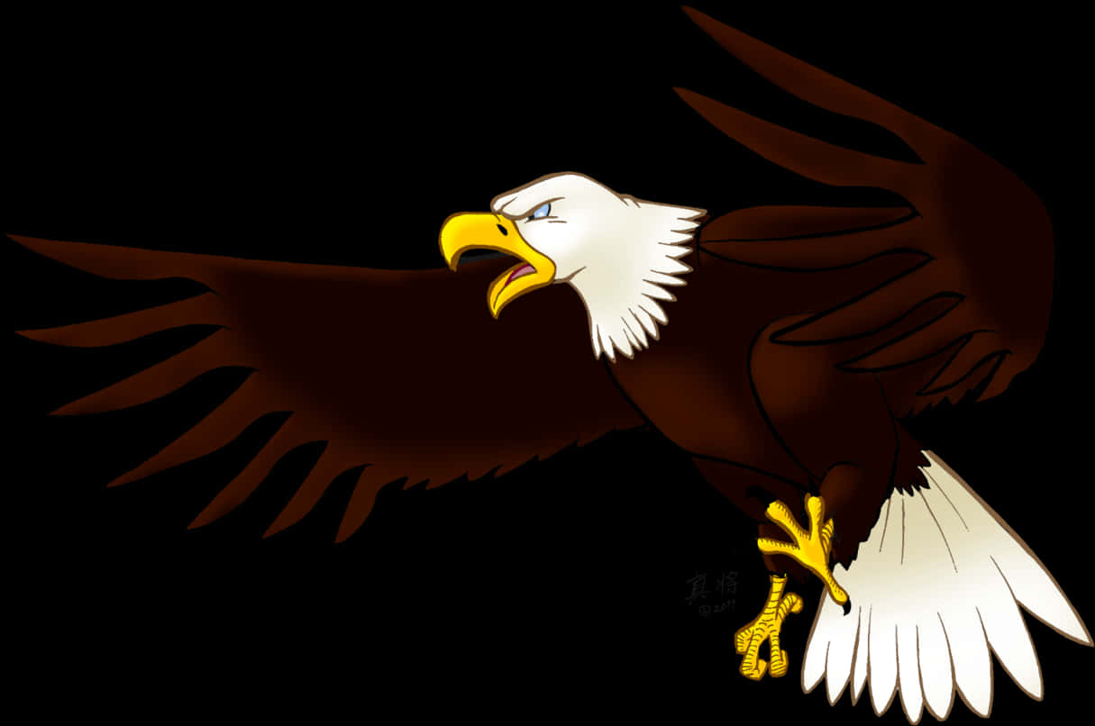 Majestic Bald Eagle Illustration PNG