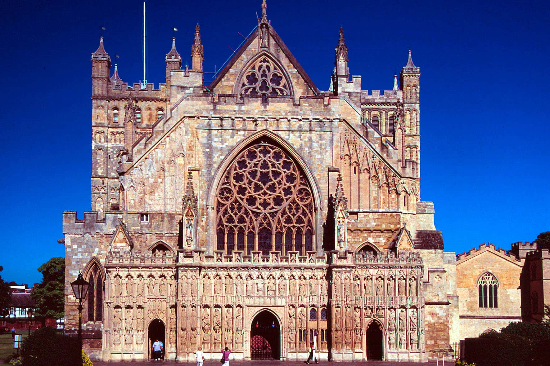 Majestueus Uitzicht Op De Stad Exeter Bij Zonsondergang Achtergrond