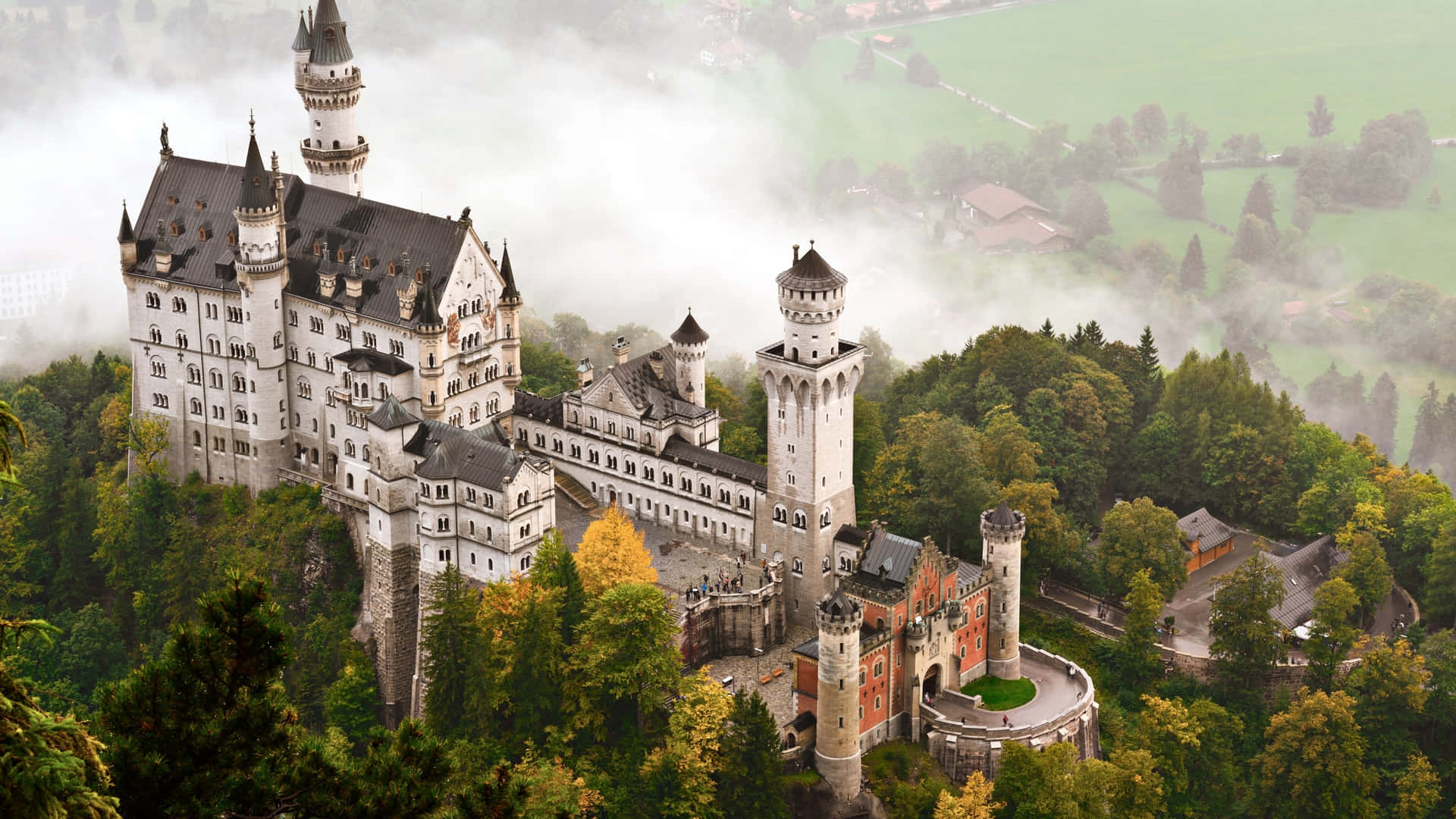 Majestic Fairytale Castlein Mist Wallpaper
