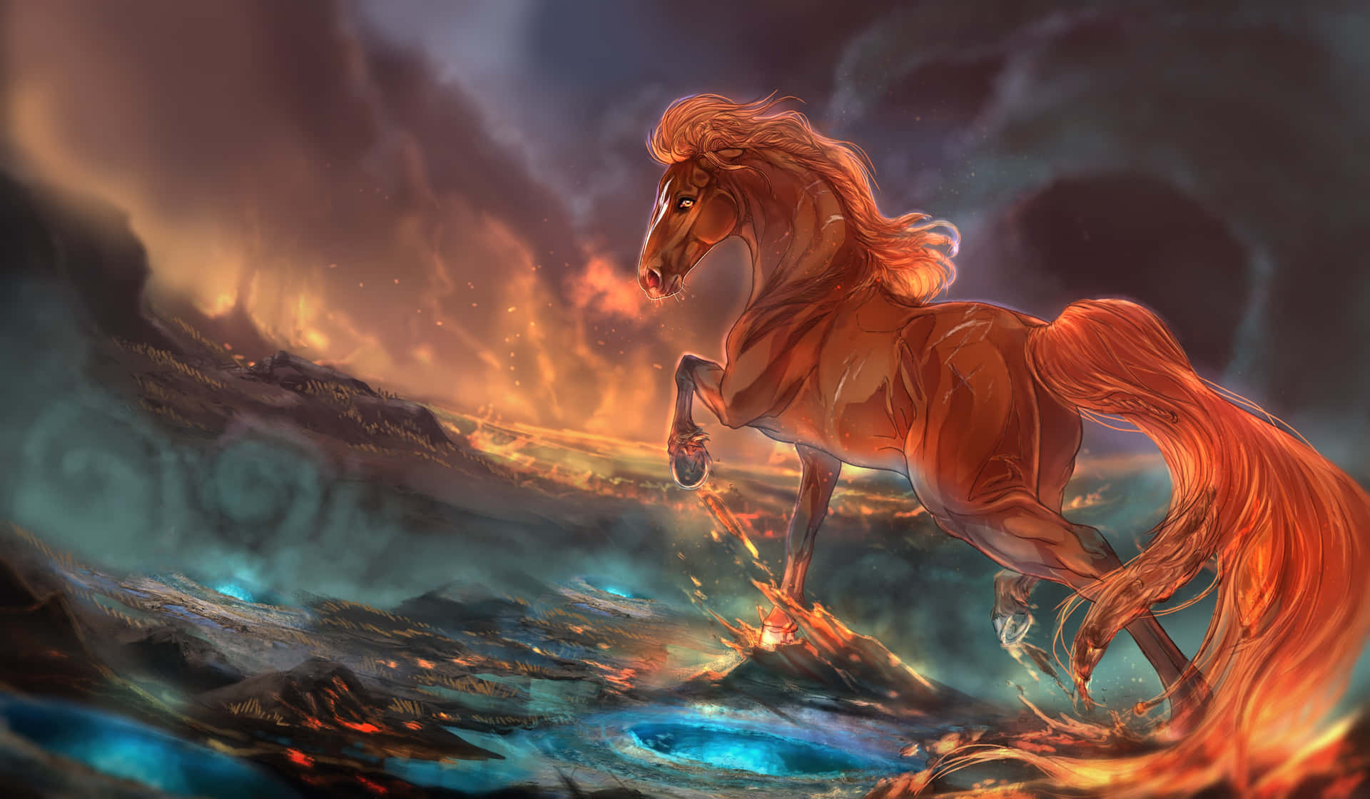 Majestic_ Fire_ Horse_ Artwork Wallpaper
