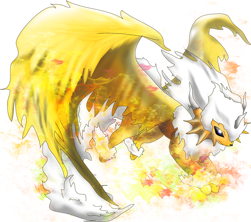 Majestic Fire Winged Creature Art PNG