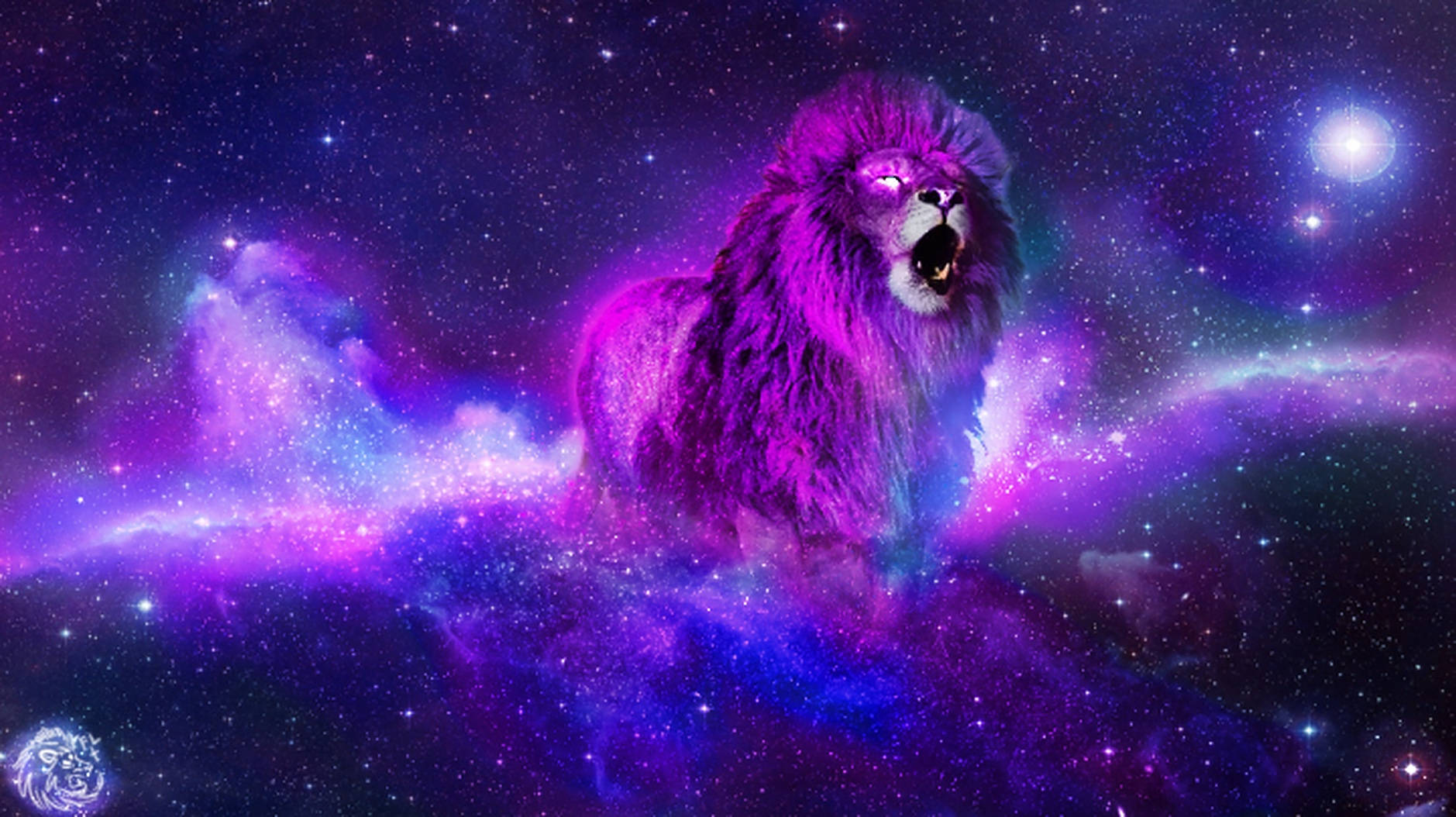 Majestic Galaxy Lion Roaring In The Universe Wallpaper