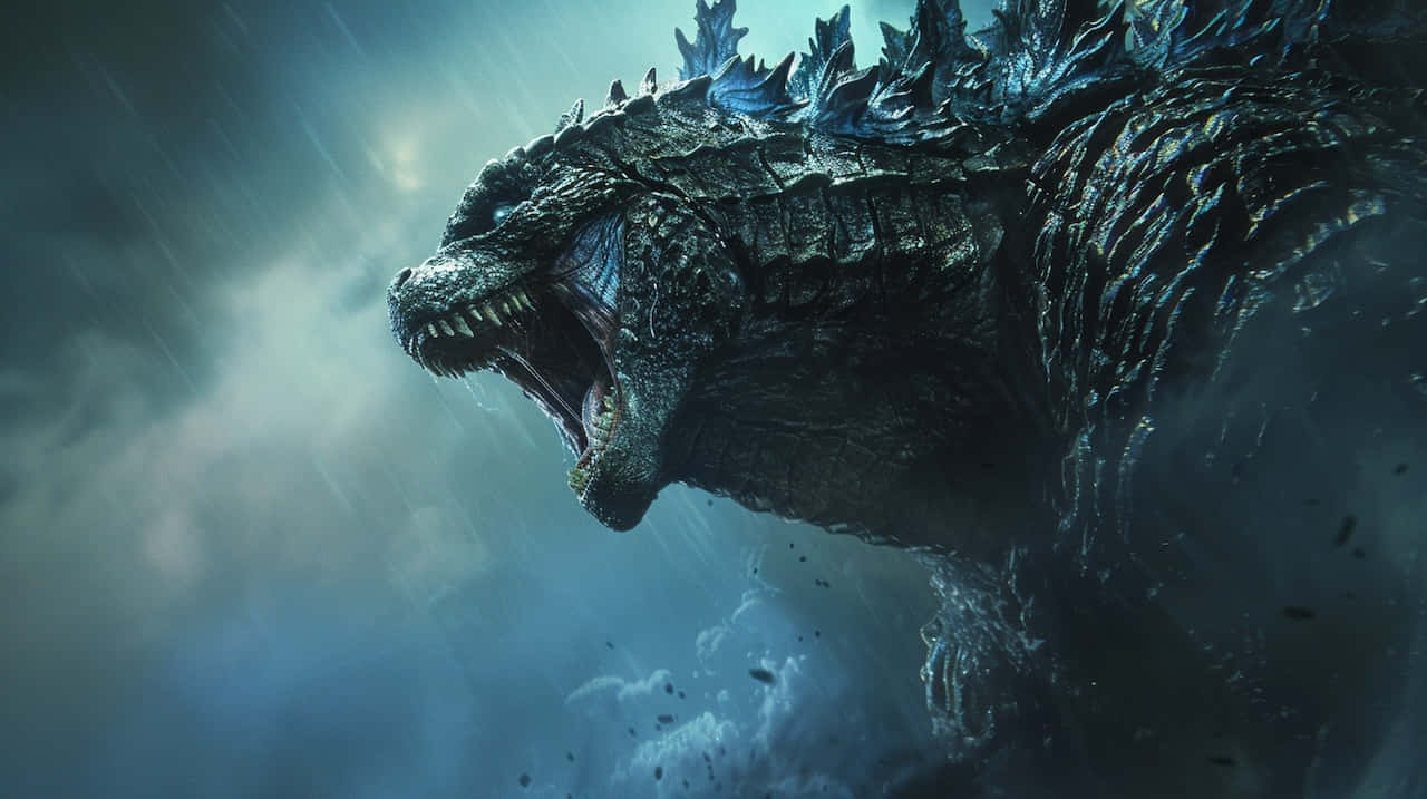 Majestic Godzilla Emerging From Water Wallpaper