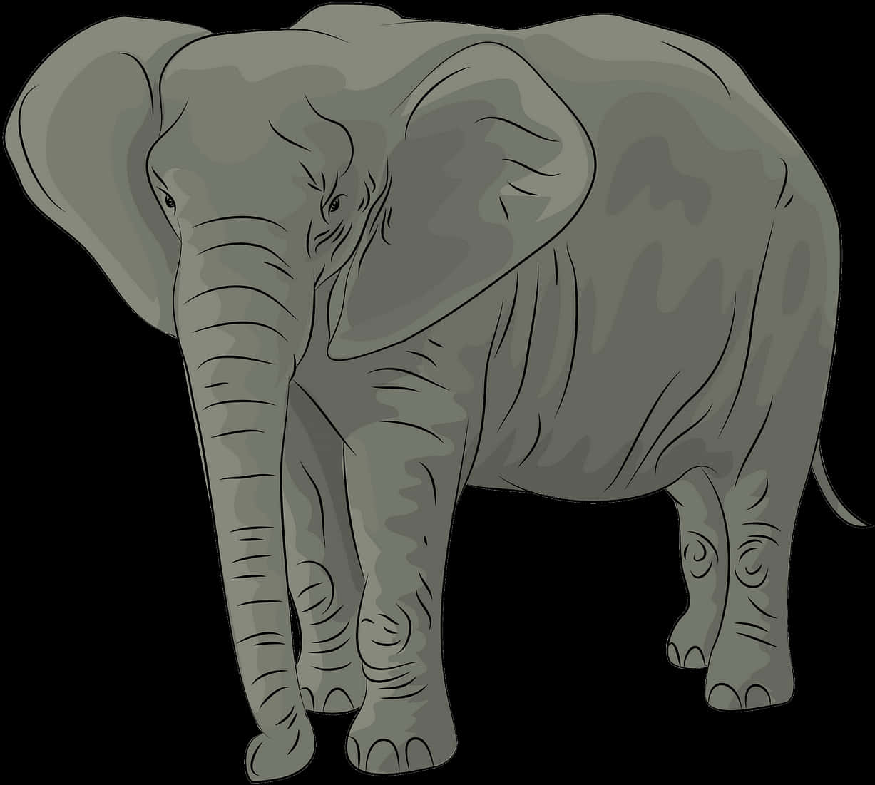 Majestic_ Grey_ Elephant_ Illustration PNG