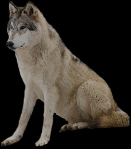 Majestic Grey Wolf Sitting PNG