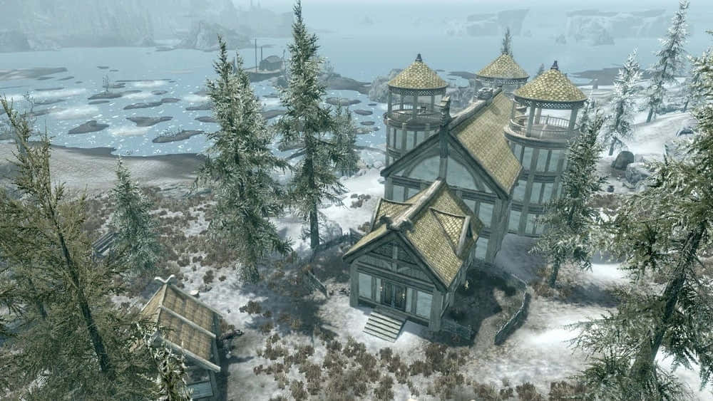 Majestic Heljarchen Hall In The Heart Of Skyrim Wallpaper